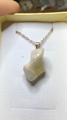 #412- 7.50ct Genuine Freeform Ethiopian Welo Opal on a 925 Sterling Silver Chain