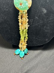 Handcrafted Boho Gemstone Lariat: Peridot Citrine Turquoise Flower Pendant 101