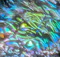 Handmade Dichroic Art Glass Pendant Iridescent Blue Purple Green Gold