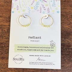 SoulKu Handcrafted Natural Round Peridot Gold Hoop Earrings