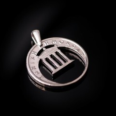 Republic of Greece Hand Cut Pendant/Necklace Athens Golden Age 20 Drahm 29mm.