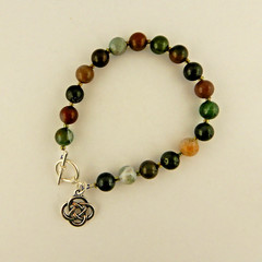 Celtic Knot or Trinity Knot beaded Jasper gemstone charm bracelet