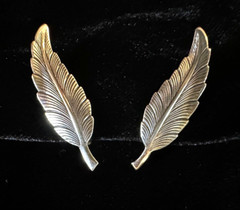 VTG Silver Earrings Feather Beau Sterling 925 Screw Back Clip-On SouthWestern