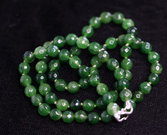Aventurine Necklace Green 6mm Ball Faceted Gemstone Silk Knotted 20″