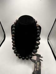 Natural Black Banded Agate Graduated Bead Statement Necklace 1440ct Huge 22mm