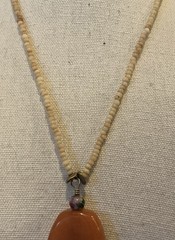 Artisan Stone Cloisonné Pendant Bead Necklace 15″ Jasper Drop 1.5″