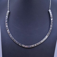 16″, European two tone Sterling silver necklace, 925 choker collar elongated