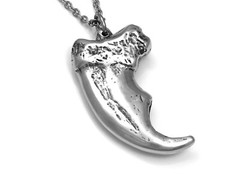 Polar Bear Claw Pendant Necklace in Pewter, Handmade Animal Jewelry Cast Metal