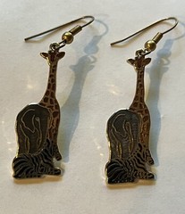 Safari Giraffe Elephant Zebra Dangle Wire Earrings 1.5 Inch Length