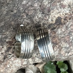 Happy Piasso Navajo Sterling Silver Clip On Hoop Earrings Native 925