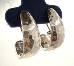 Israeli Handmade Hammered Sterling Modernism Brutalistic Earrings