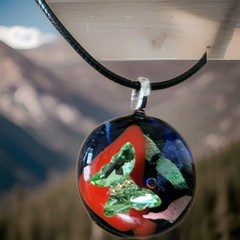 Handmade Glass Fused Pendant Necklace Crystal Butterfly Charm Cotton Cord #3058