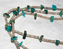 Southwestern Blue Turquoise Heishi 3 Strand Silver Necklace