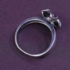 sz 5, vtg Sterling silver flower ring, modern 925 w/ Cz