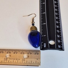 Christmas Ornament Earrings Blue Christmas Light Bead Accent