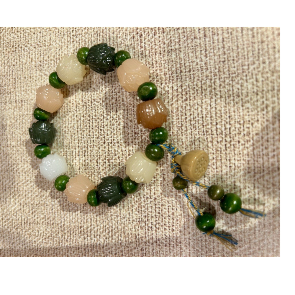 Multicolor Beaded Stone Bracelet Adjustable Charm Round Bolo Unisex Adults