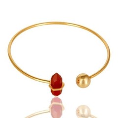 Red Onyx Double Terminated Pencil Point Openable Silver Bangle Jewelry