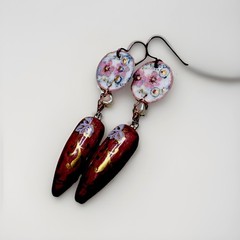 Pink Ceramic Charms Porcelain Connectors Freshwater Pearls Handcrafted Earrings