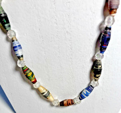 One Set Of Three Handmade Paper Beaded Necklaces Recycled Paper, eco-Friendly