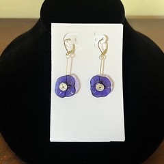 Paul Spencer Earrings Purple Glass Flower Beads, Lovely & Perfect Any Season