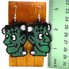 Hand Beaded Delica Bead Earrings Frankenstein Surgical Steel Ear Wires