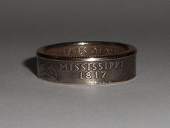 «Sealed» MISSISSIPPI US STATE QUARTER handcrafted coin ring or pendant size 4-14