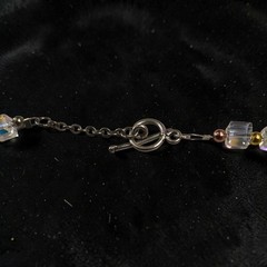 Vintage/Artisan Austrian Crystal AB Cube Necklace With Freshwater Pearls