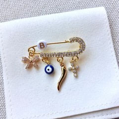 New Baby Pin, Crystal Crib Pin, Newborn Gift, Baptism, Bris, Interfaith Charms
