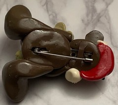 Clay Handcrafted Christmas Teddy Bear Brooch Pin YV-86
