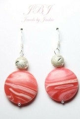 Pink Jade 20mm Coin .925 Sterling Silver Hook Earrings Dyed Rhodochrosite Colors