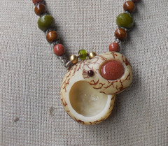 Goldstone Tagua Pill Box Locket Stash Hemp Necklace Serpentine Jade Stone Beads
