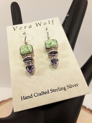 New Sterling Silver Womens Earrings Gaspiete Amethyst Designer Vera Wolf