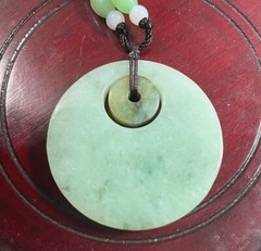Certified Natural Green Jade Donut Pendant 42mm 27g Amulet Only Good Luck Wealth