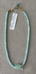NWT Peruvian Opal Beads Stone Aqua Necklace 16/18″ South Africa $80 Beachy Boho