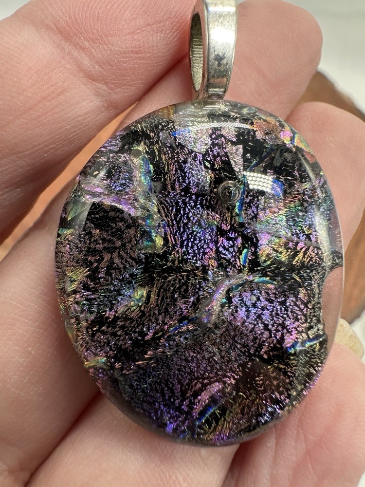 Dichroic Glass Handmade Necklace Pendant Metallics
