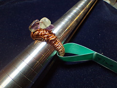 Handcrafted Copper Wire Wrap Band Ring with Fluorite Size 11