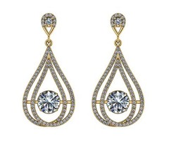 Yellow Gold Plated 925 Sterling Silver Chandelier Stone Dangle Earrings With CZ