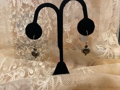 Vintage Artisan Crafted Sterling Silver 1.25” Oval Smoky Quartz Drop Earrings