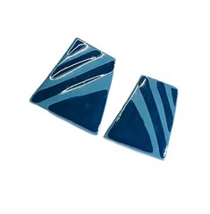 Vintage Two Tone Blue Stripe Trapezoid Art Earrings Modernist Geometric Fashion