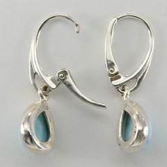 Blue LARIMAR Pear Dangle Drop Teardrop Earrings 925 STERLING SILVER Leverback 4e