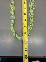 Jw1 Bright Green, Blue, & White Necklace Seed Bead Multi Strand Beads K64