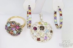 Signed Brighton Fadi CID Crystal Enhancer Pendant Hoop Earrings Flower Ring22552