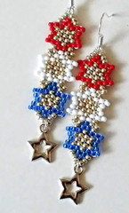 Handmade Patriotic Red White Blue Silver Star Earrings