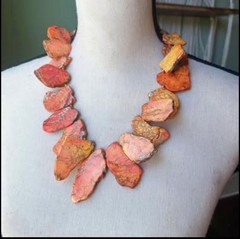 GORGEOUS Orange Jasper Natural Stone Slab Statement Sterling Silver Necklace!