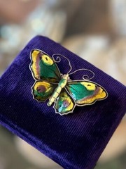 Vintage David Andersen Norway Sterling Silver & Glass Enamel Butterfly Brooch