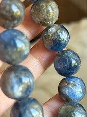 Lepidolite Kyanite Beaded Bracelet Natural Crystal Gemstone 14/15mm