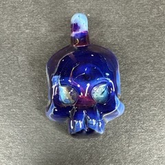 Handblown Art Glass Pretty Skull Pendant Borosilicate Shades of Blue Purple Gift