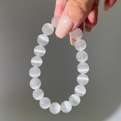 Natural Selenite 8mm Beaded Crystal Clear Gems Healing Energy Stretch Bracelet