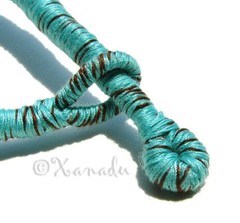 Turquoise Gemstone Chip Necklace – Hand Wrapped Turquoise Cotton Cord Choker