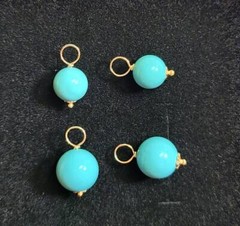 8mm or 10mm lab Turquoise Interchangeable Earring Charms Sterling, Rose or YG